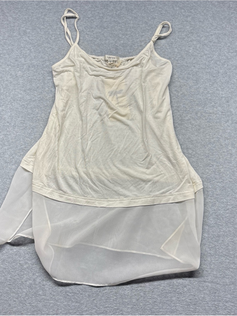 Tyler Boe Light Cream Sheer Hem Tank Top